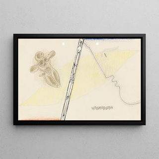 Oskar Schlemmer - WandbildEntwurf fr Haus Dieter Keller Toter zwischem Schwebenden und Profil.webp