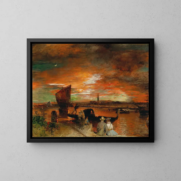 Scena o zmierzchu w Wenecji - Oswald Achenbach — oprawiony obraz na ścianie