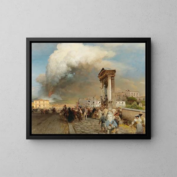 Wybuch Wezuwiusza - Oswald Achenbach — oprawiony obraz na ścianie
