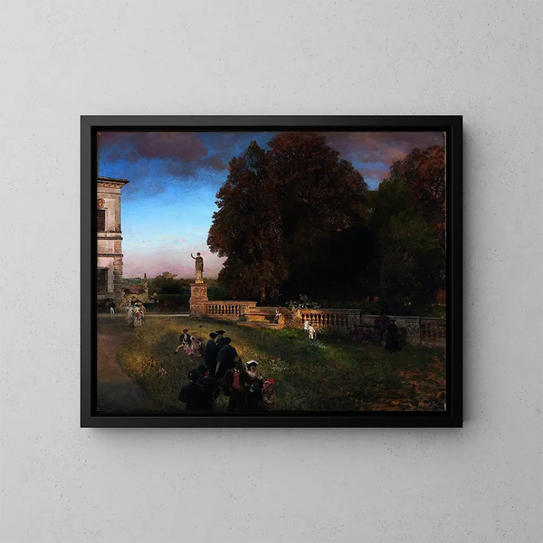 W parku Villa Borghese - Oswald Achenbach — oprawiony obraz na ścianie