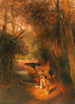 w parku przy fontannie w Villa Torlonia w Frascati niedaleko Rzymu - Oswald Achenbach — widok dzieła