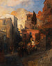 Scena uliczna w górskiej wiosce włoskiej - Oswald Achenbach — widok dzieła