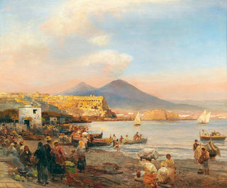 Zachód słońca w zatoce Neapolu - Oswald Achenbach — widok dzieła