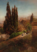 Widok z wysokości ogrodów Villa Torlonia w Frascati, Rzym - Oswald Achenbach — widok dzieła