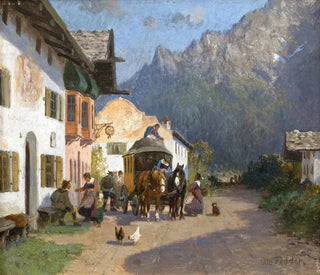 Otto Fedder - Dorfstrae in Mittenwald mit Karwendelspitze.webp