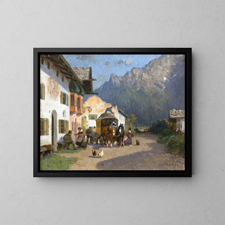 Otto Fedder - Dorfstrae in Mittenwald mit Karwendelspitze.webp