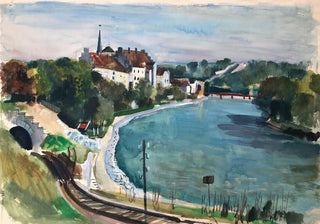 Otto Geigenberger - Wasserburg am Inn mit Innberge Vorne links der Wasserburger Eisenbanhtunnel.webp