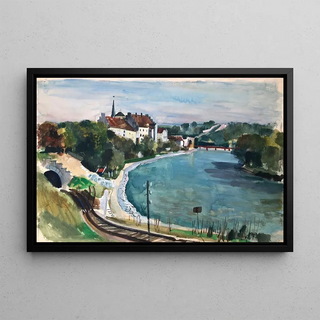 Otto Geigenberger - Wasserburg am Inn mit Innberge Vorne links der Wasserburger Eisenbanhtunnel.webp