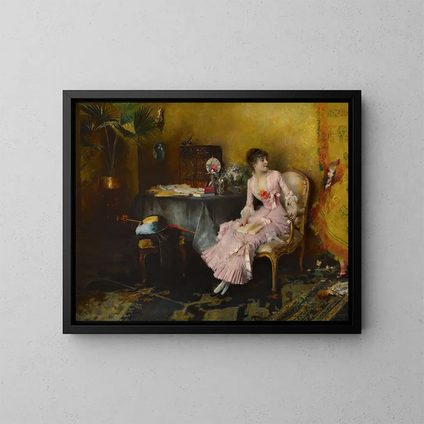 Młoda kobieta w różowym z dzieckiem - Pascal-Adolphe-Jean Dagnan-Bouveret — oprawiony obraz na ścianie