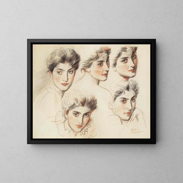 Damy z Grey - Paul César Helleu — oprawiony obraz na ścianie