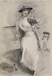 Madame Paris siedząca na ławce - Paul César Helleu — widok dzieła