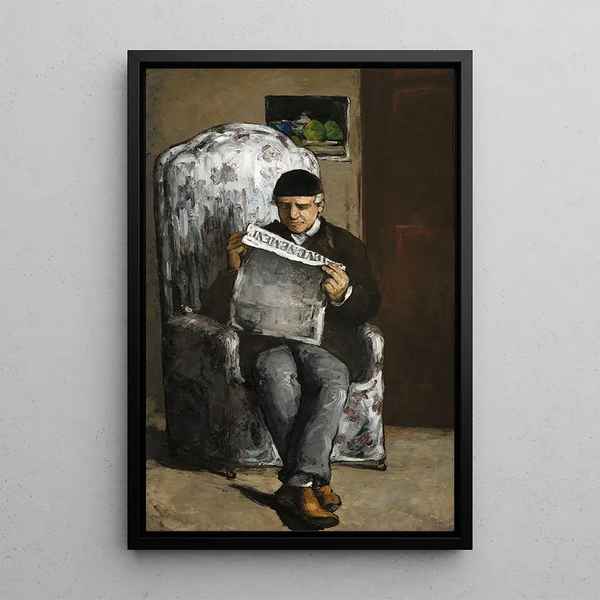 Ojciec artysty czytający L'Événement - Paul Cézanne — oprawiony obraz na ścianie