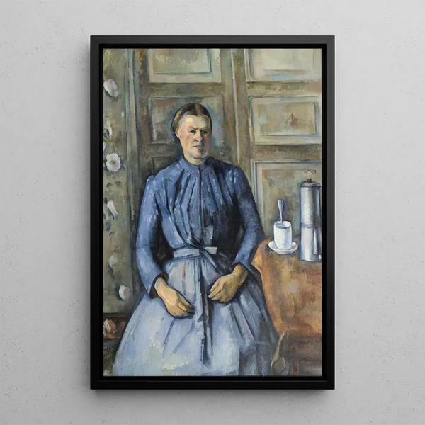 Kobieta przy kawiarce - Paul Cézanne — oprawiony obraz na ścianie
