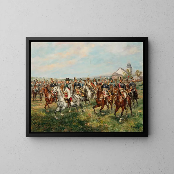 Napoléon w bitwie pod Friedland 14 czerwca 1807 - Paul Émile Léon Perboyre — oprawiony obraz na ścianie