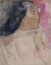 Kobieta tahitańska z kwiatem we włosach - Paul Gauguin — widok dzieła