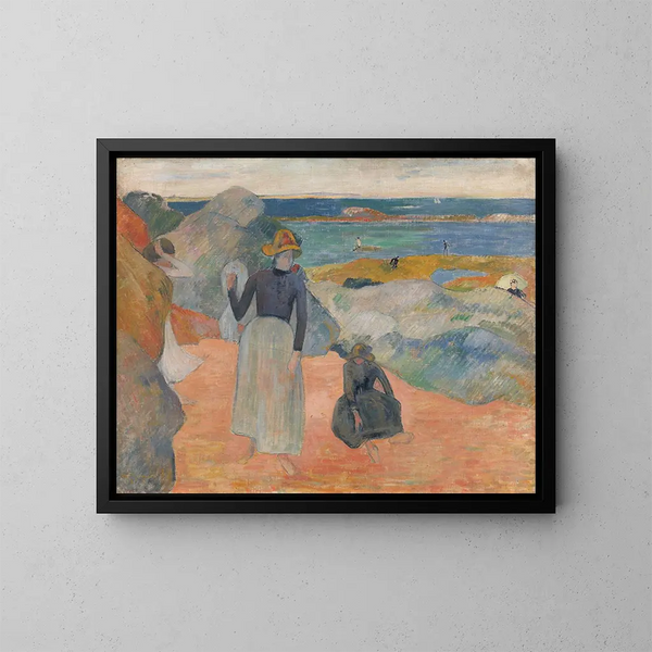 Scena plażowa - Paul Gauguin — oprawiony obraz na ścianie