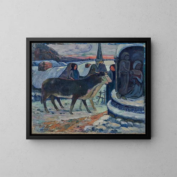 Noc Bożego Narodzenia, błogosławieństwo wołów - Paul Gauguin — oprawiony obraz na ścianie