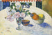 Kwiaty i miska z owocami na stole - Paul Gauguin — widok dzieła
