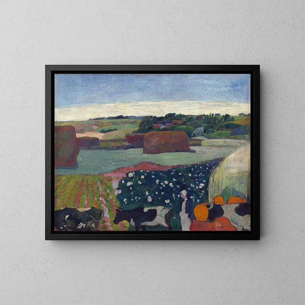 Młyny z sianem w Bretanii - Paul Gauguin — oprawiony obraz na ścianie