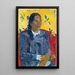 Kobieta z kwiatem - Paul Gauguin — oprawiony obraz na ścianie