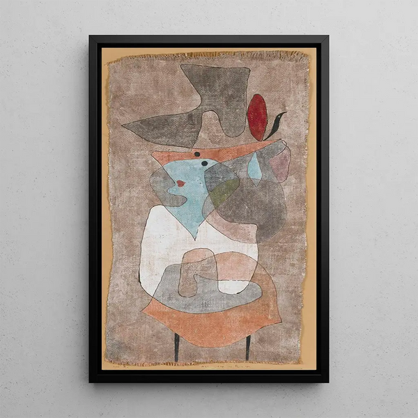 Damy w kapeluszu i małego stolika - Paul Klee — oprawiony obraz na ścianie