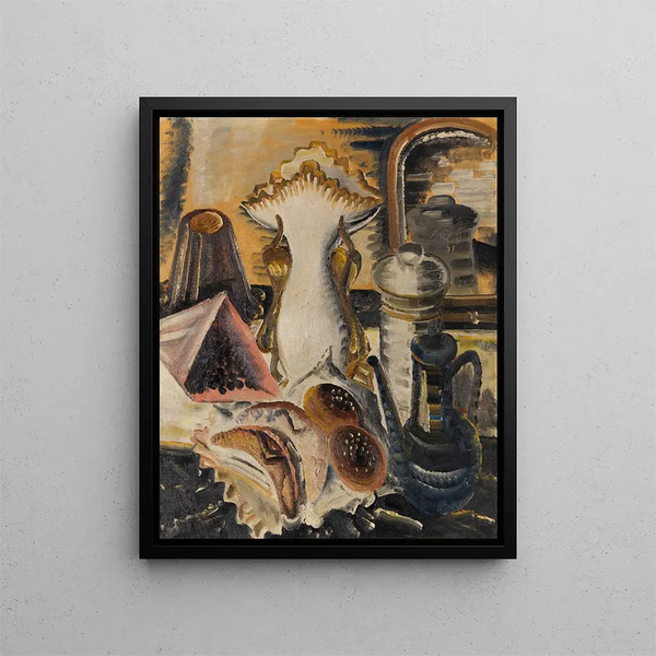 Paul Kleinschmidt - Stillleben mit Kaffeekanne Korinthen und Obst.webp