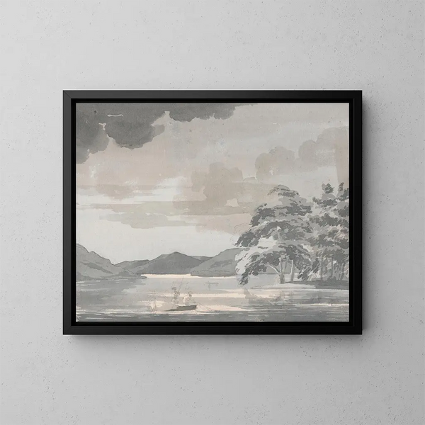 Scena nad jeziorem - Paul Sandby — oprawiony obraz na ścianie
