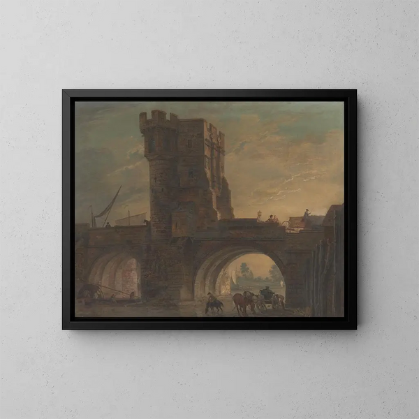 Stary most w Shrewsbury - Paul Sandby — oprawiony obraz na ścianie