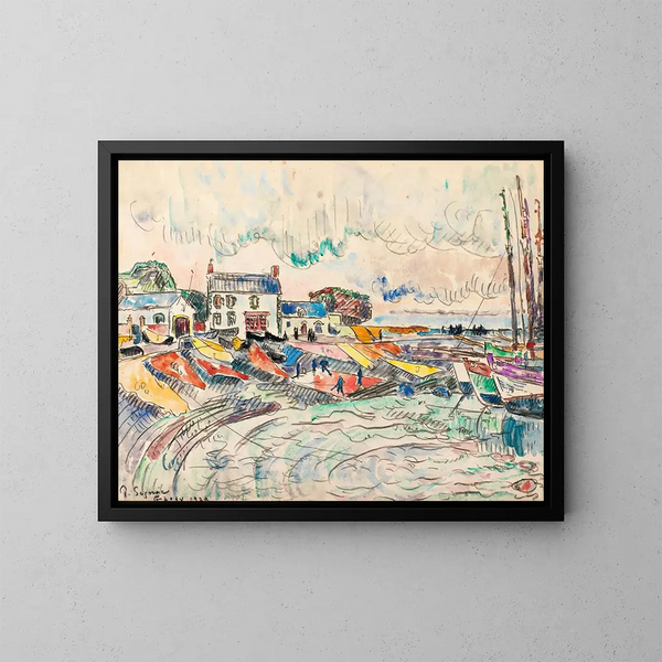 Groix, czyszczenie żagli - Paul Signac — oprawiony obraz na ścianie