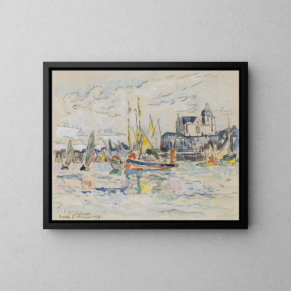 Widok na port Dolonne - Paul Signac — oprawiony obraz na ścianie