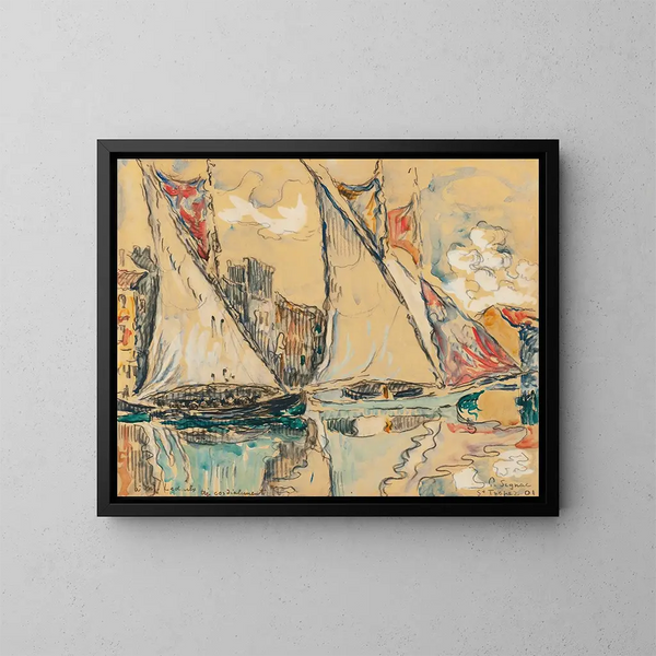 Saint-Tropez, żagle na sucho - Paul Signac — oprawiony obraz na ścianie