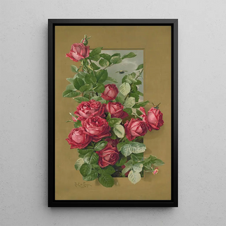 Paul de Longpre - Red roses growing through a window.webp