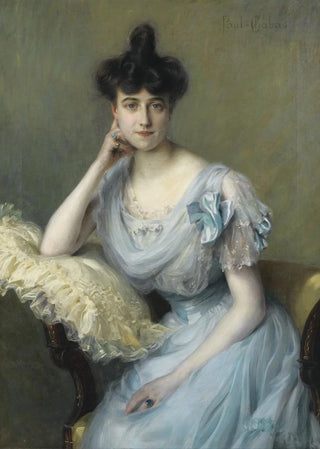 Paul mile Chabas - Portrait de jeune femme la robe bleue.webp