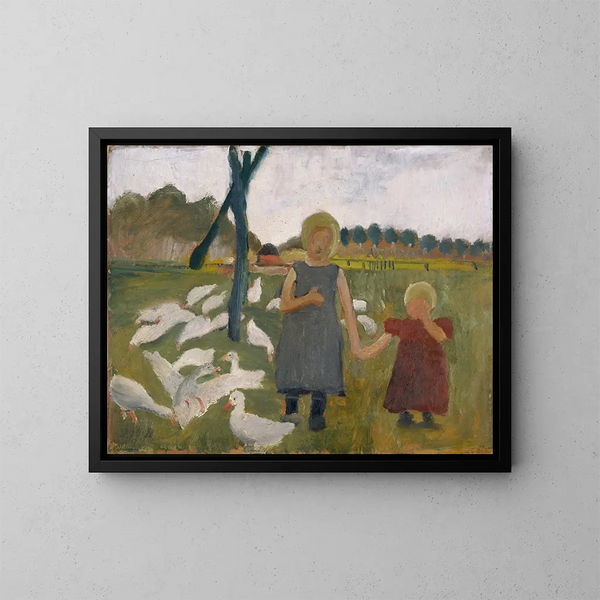 Dzieci z gęsiami - Paula Modersohn-Becker — oprawiony obraz na ścianie