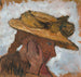 Dziewczyna z kapeluszem słomkowym w profilu po prawej stronie - Paula Modersohn-Becker — widok dzieła