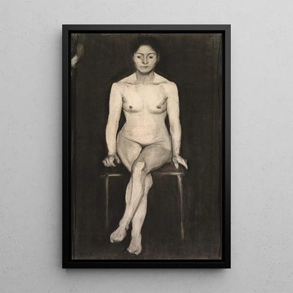 Kobieta naga siedząca - Paula Modersohn-Becker — oprawiony obraz na ścianie