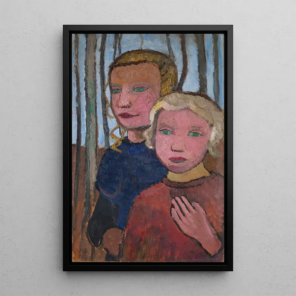 Dwie dziewczynki przed brzozami - Paula Modersohn-Becker — oprawiony obraz na ścianie