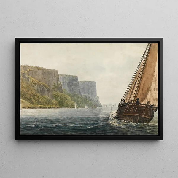 Le Paquebot Mohawk d'Albany passing the Palissades - Pavel Petrovich Svinin — oprawiony obraz na ścianie