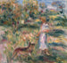 pejzaż z kobietą w niebieskim i Zazą w Cagnes - Pierre-Auguste Renoir — widok dzieła