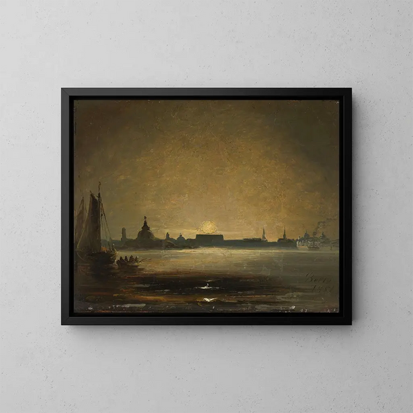 Dresde w świetle księżyca - Peder Balke — oprawiony obraz na ścianie