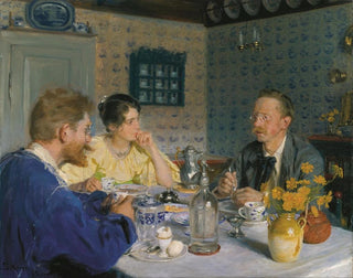 Peder Severin Kryer - A breakfast The artist his wife and the writer Otto Benzon.webp