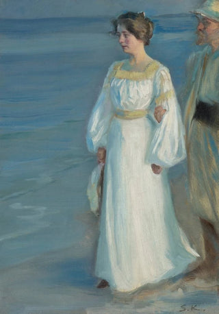 Peder Severin Kryer - Summer Evening on Skagen Beach Portrait of the Artists Wife.webp