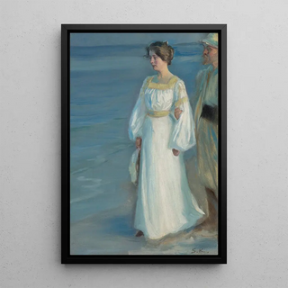 Peder Severin Kryer - Summer Evening on Skagen Beach Portrait of the Artists Wife.webp