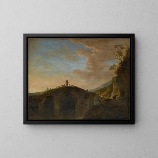 Most kamienny - Peeter van Bredael — oprawiony obraz na ścianie