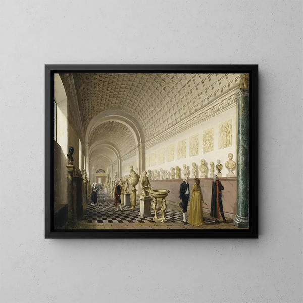 Wewnętrzna galeria Muzeum Królewskiego w Pałacu Królewskim w Sztokholmie - Pehr Hilleström — oprawiony obraz na ścianie