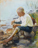 Chłopiec na brzegu - Pekka Halonen — widok dzieła