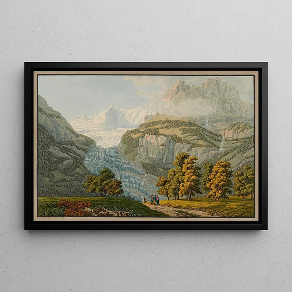 Le Glacier inférieur du Grindelwald dans le canton de Berne - Peter Birmann — oprawiony obraz na ścianie