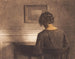 Młoda dziewczyna przy półkolistym stole - Peter Ilsted — widok dzieła