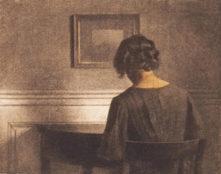 Peter Ilsted - Young girl by a semicircular table.webp