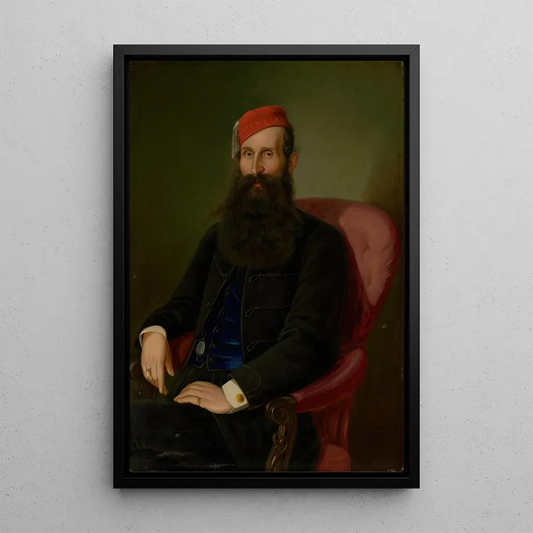 Portret mężczyzny z fezem, portret Kolomana Kubny'ego - Peter Michal Bohúň — oprawiony obraz na ścianie